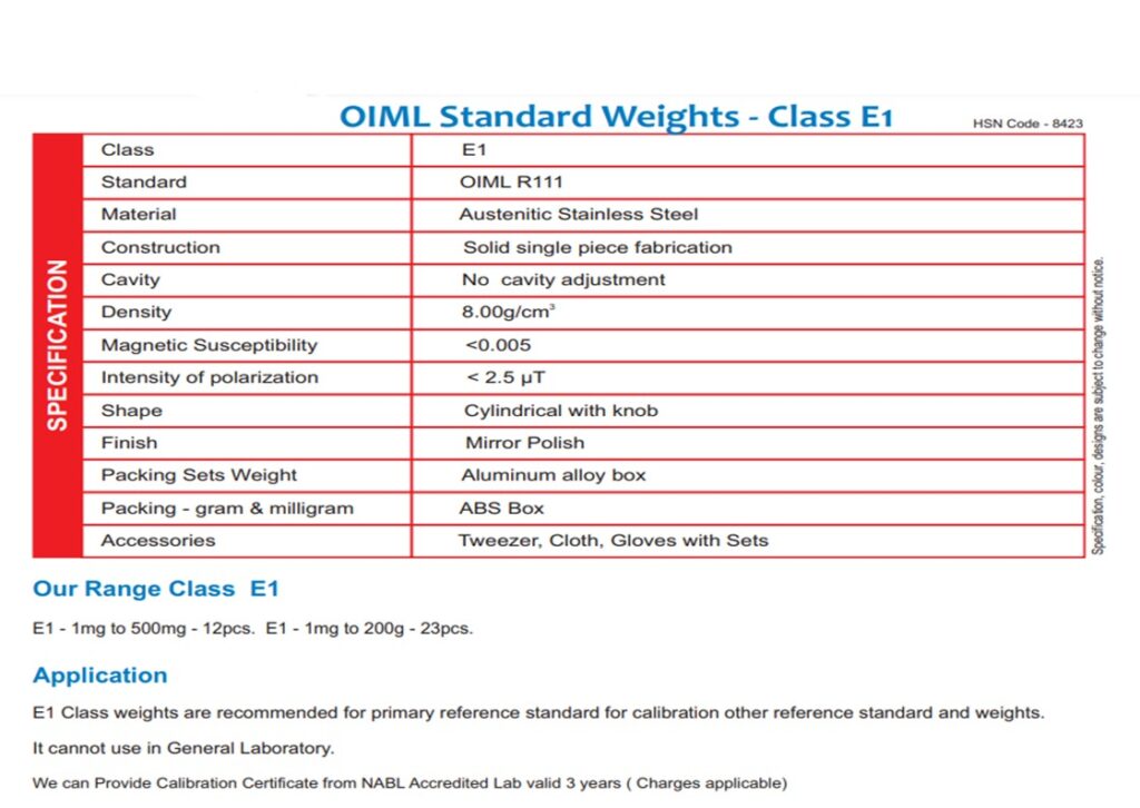 PRECISION STANDARD WEIGHTS
