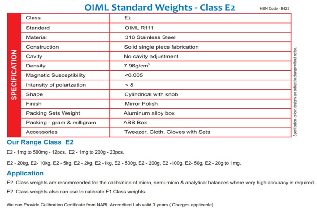 PRECISION STANDARD WEIGHTS
